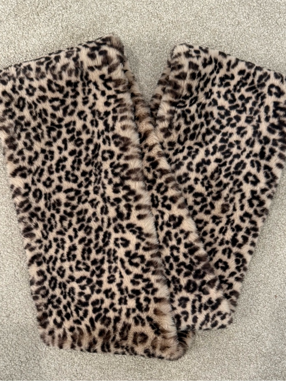 LOFT Leopard Print Faux Fur Scarf - Beige/Black